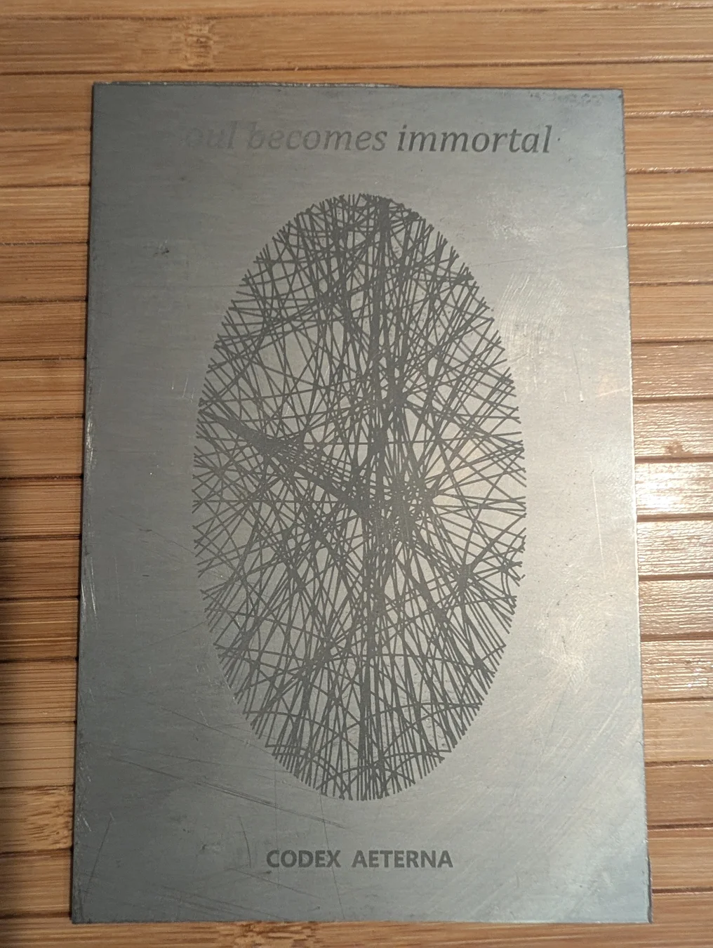 Dante Divine Comedy soul signature etched in titanium